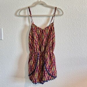 Xhilaration Tribal Designed Multi-Color Sleeveless Romper size XS